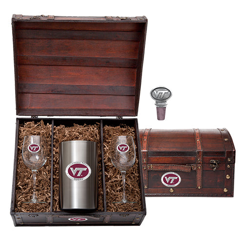 Virginia Tech University VT Logo Wine Chest Set