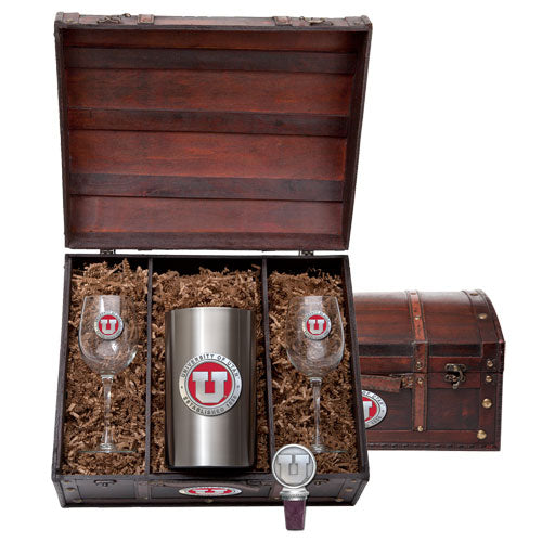 University of Utah Wine Chest Set