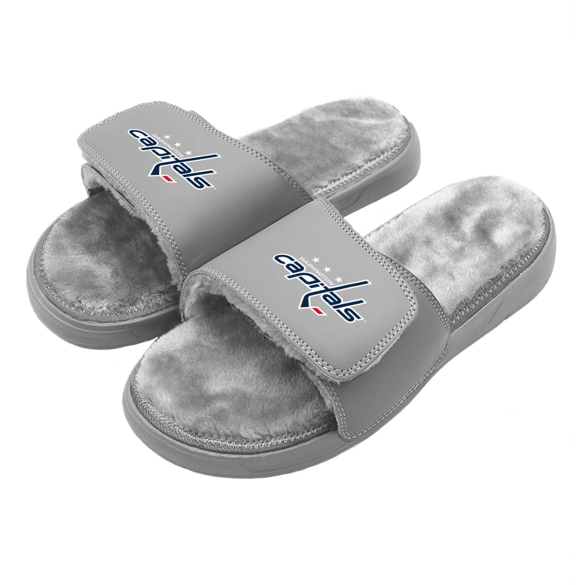 Washington Captials Primary Grey Fur Slides