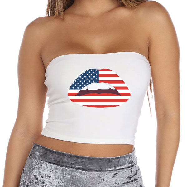 American Flag Lips Tube Top