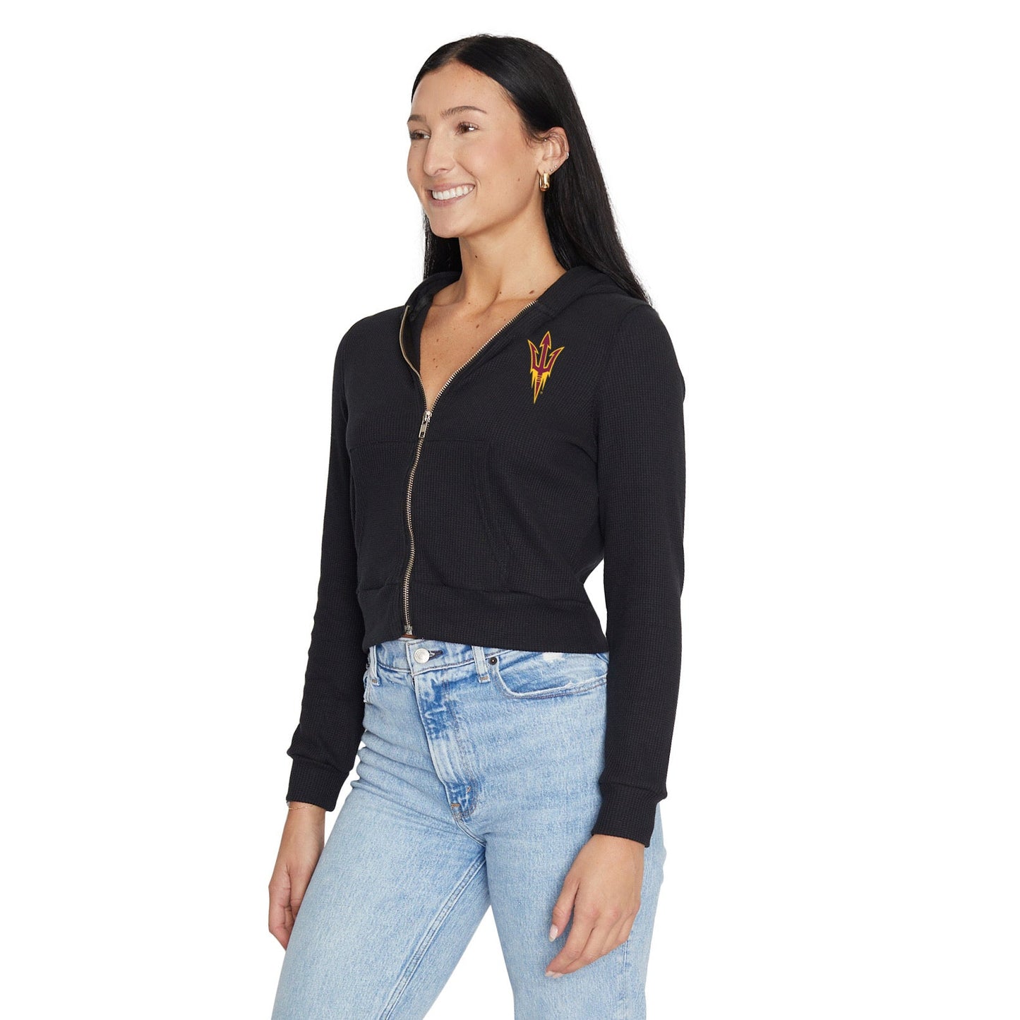 Arizona State ASU Waffle Knit Zip Up Hoodie