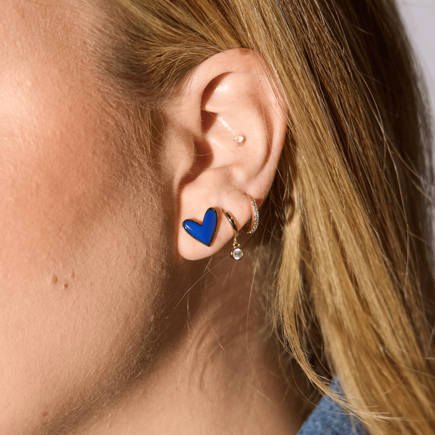Blue Stone Sweetheart Studs