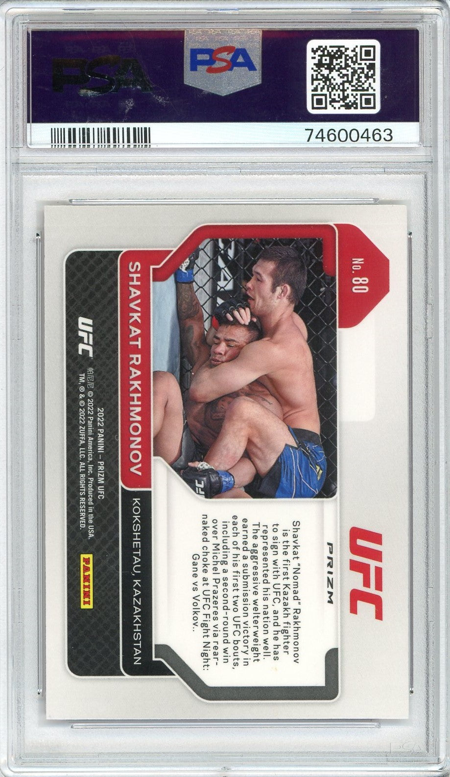 Graded 2022 Prizm UFC Shavkat Rakhmonov #80 Ruby Wave Rookie RC UFC MMA Card PSA 10 Gem Mint