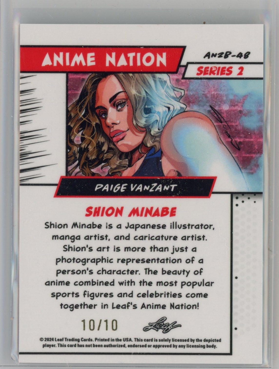 2025 Leaf Web Exclusives Anime Nation Paige VanZant #48 Pink /10 MMA Card