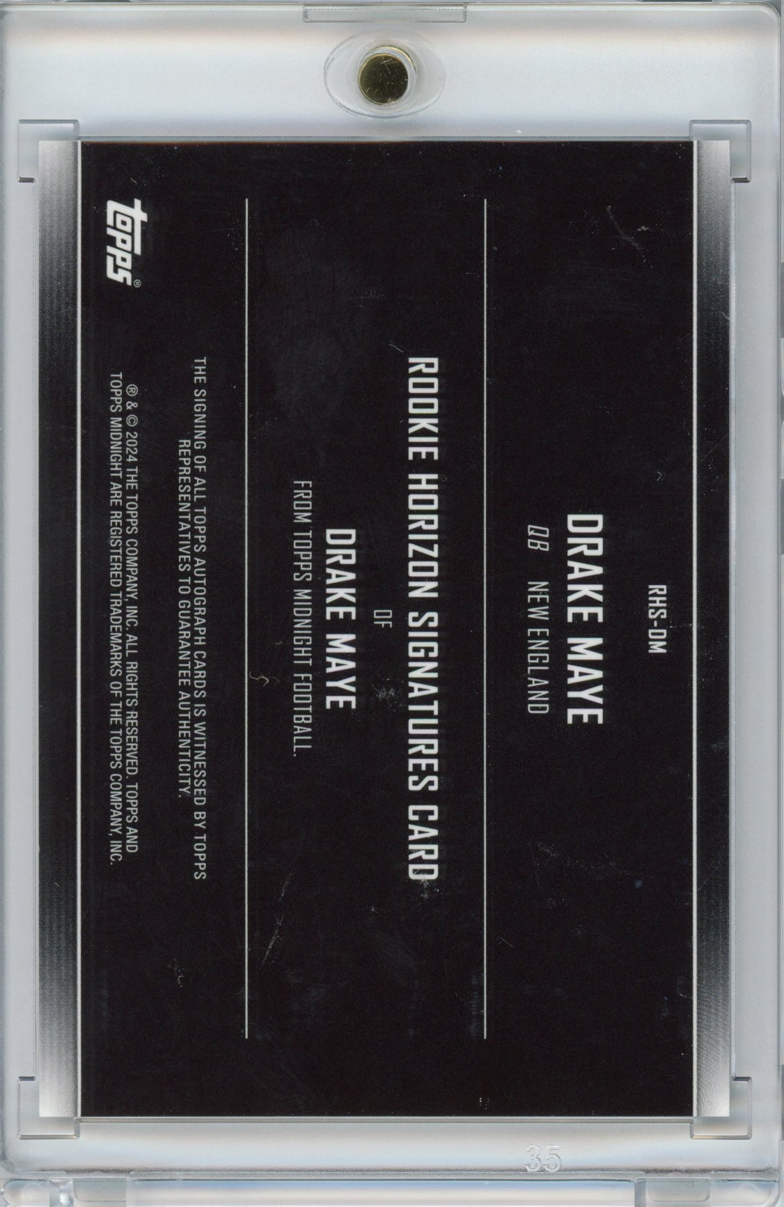 2024 Topps Midnight Drake Maye #RHSDM Horizon Auto Rookie RC Football Card