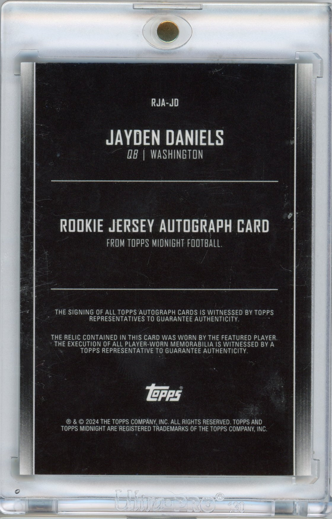 2024 Topps Midnight Jayden Daniels #RJAJD Rookie Jersey Auto Rookie RC Football Card