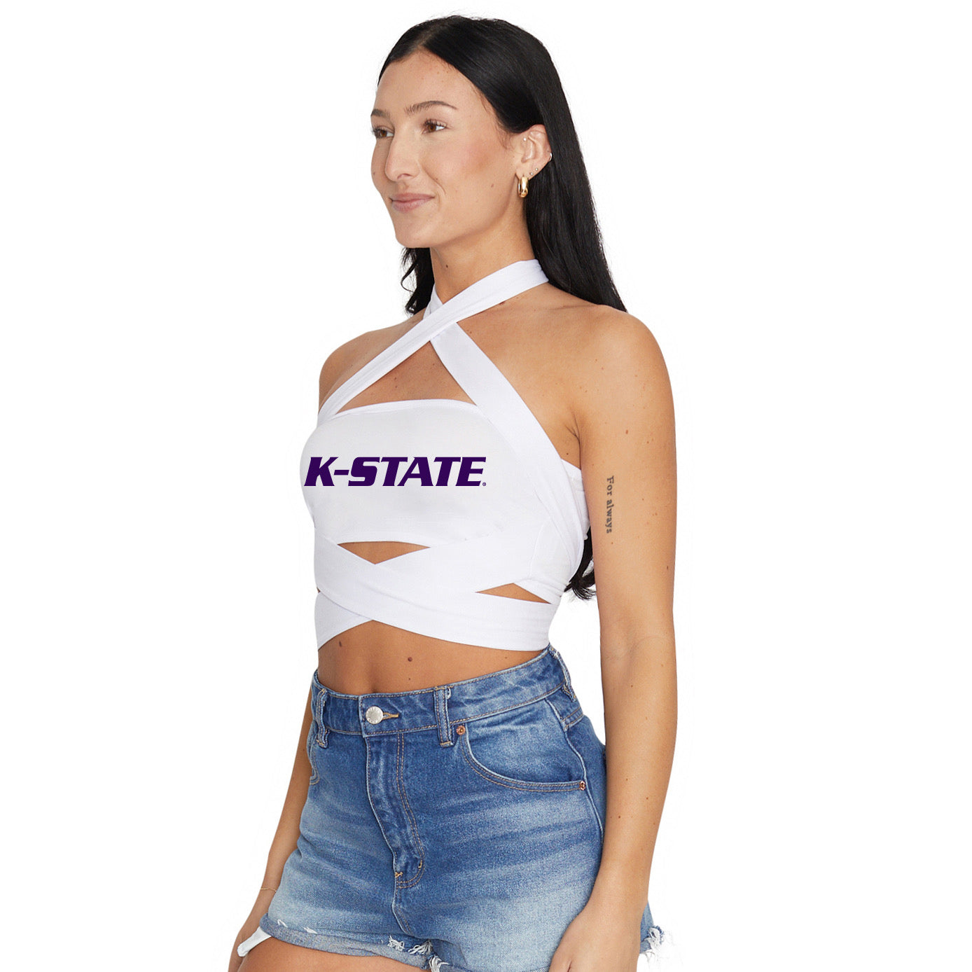 Kansas State White Multi Way Bandeau Top
