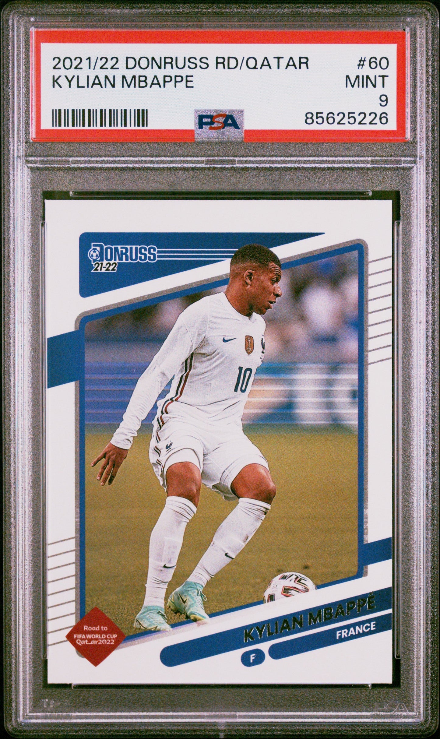 Graded 2021-22 Panini Donruss Road to Qatar Kylian Mbappe #60 Soccer Card PSA 9 Mint