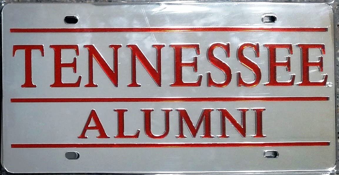 University of Tennessee Volunteers Alumni Premium Laser Cut Tag License Plate, Mirrored Acrylic, Inlaid, 12x6 Inch