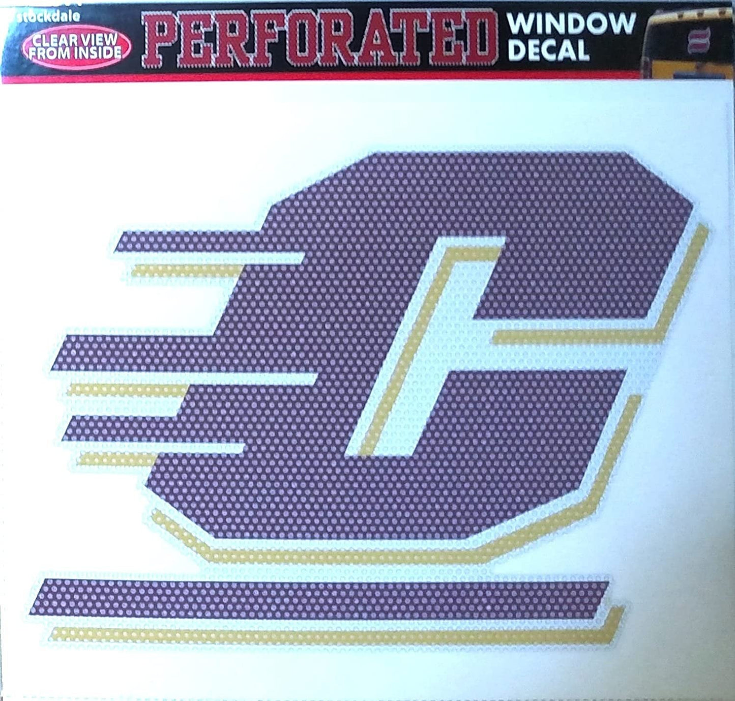 University of Central Michigan Chippewas 8 Inch Preforated Window Film Decal Sticker, One-Way Vision, Adhesive Backing