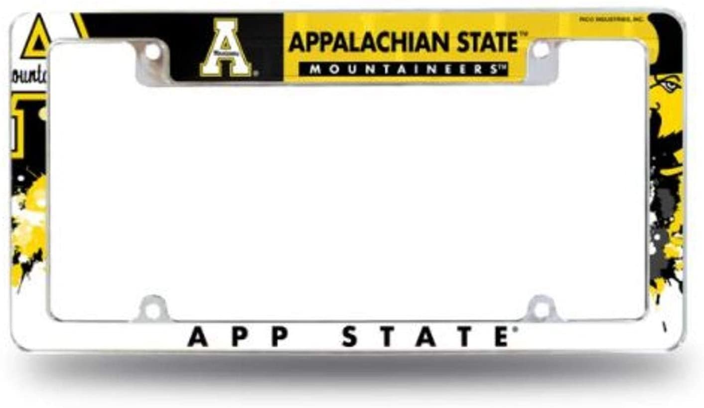 Appalachian State University Mountaineers Metal License Plate Frame Tag Cover, All Over Design, 12x6 Inch