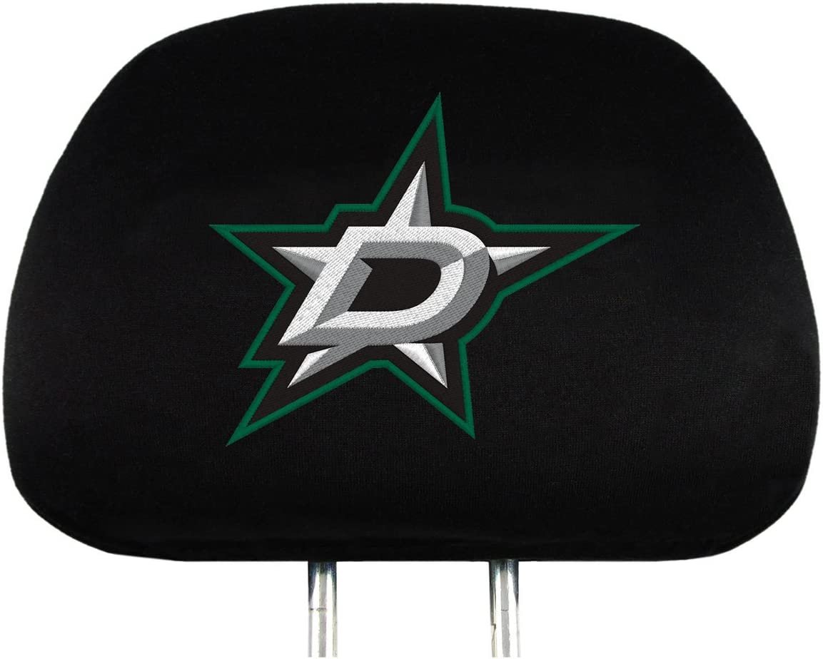 Dallas Stars Premium Pair of Auto Head Rest Covers, Black, Elastic, 10x14 Inch