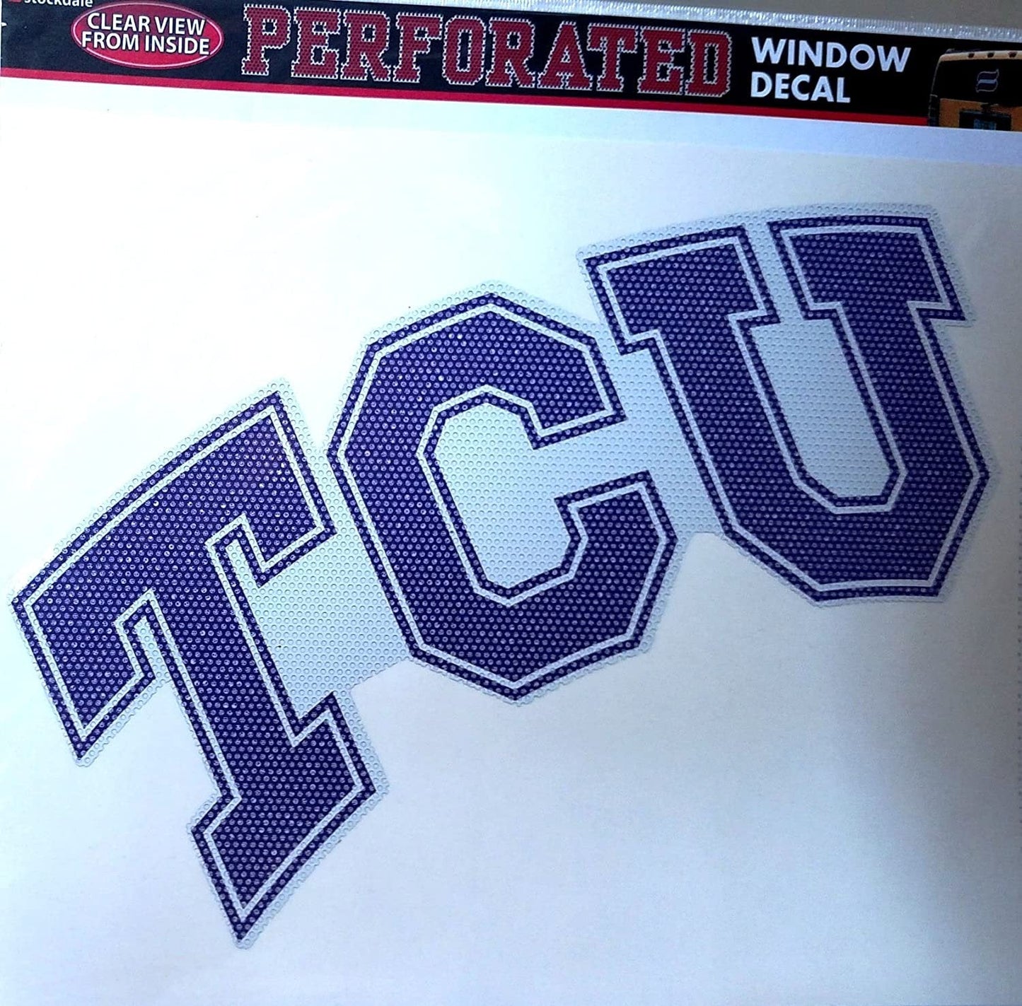 Texas Christian University Horned Frogs TCU 8 Inch Preforated Window Film Decal Sticker, One-Way Vision, Adhesive Backing