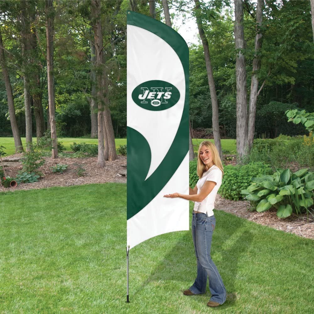 New York Jets Tall Team Flag Tailgating Flag Kit 8.5 x 2.5 feet with Pole