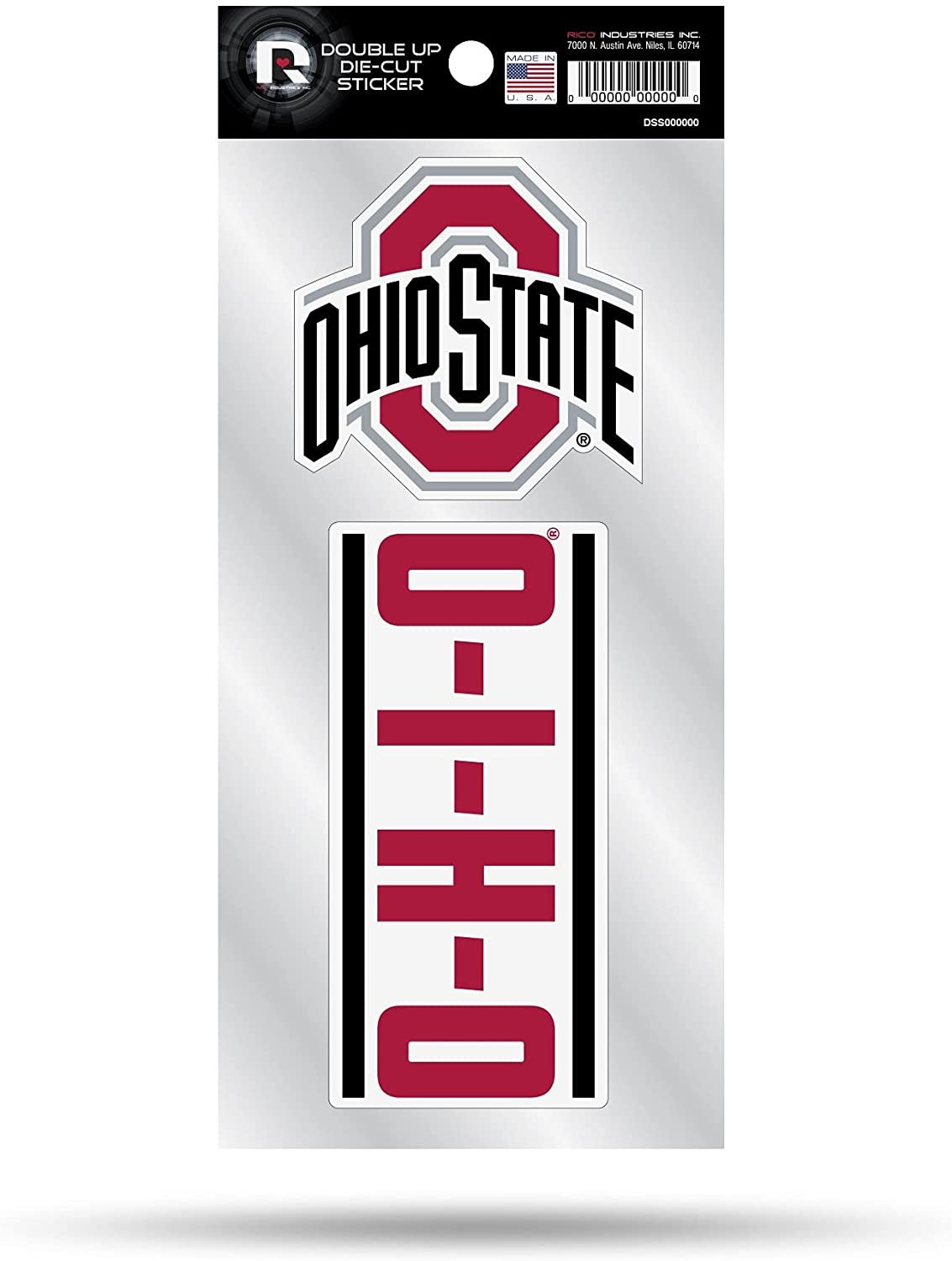 Ohio State University Buckeyes 2-Piece Double Up Die Cut Sticker Decal Sheet, 4x8 Inch