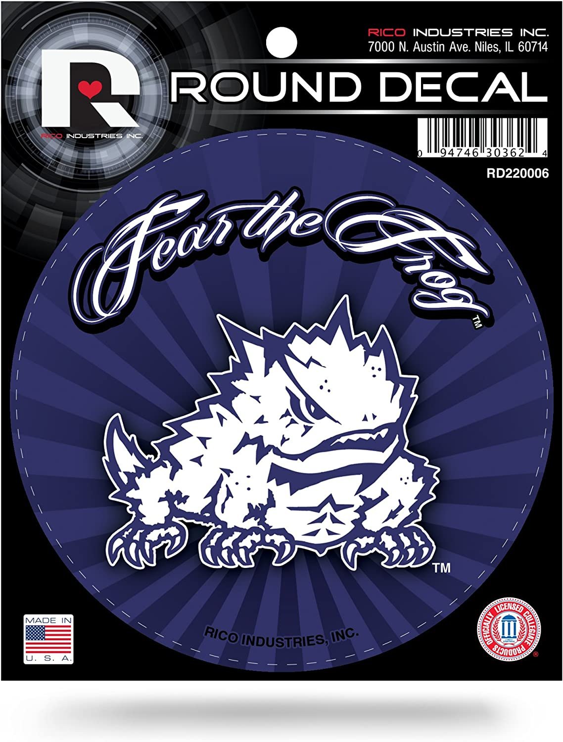 Texas Christian University Horned Frogs TCU 4 Inch Round Sticker Decal Flat Vinyl Full Adhesive Backing