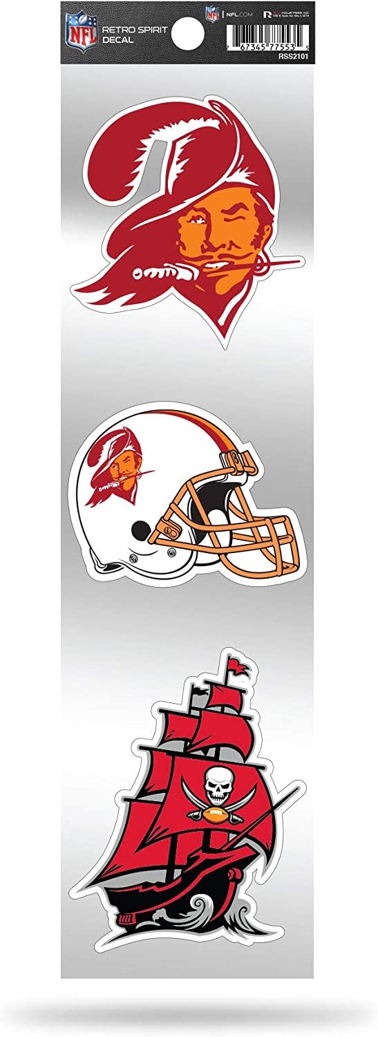 NFL Tampa Bay Buccaneers NFL 3-Piece Retro Spirit Decals, Team Color, Size of individual decals will vary