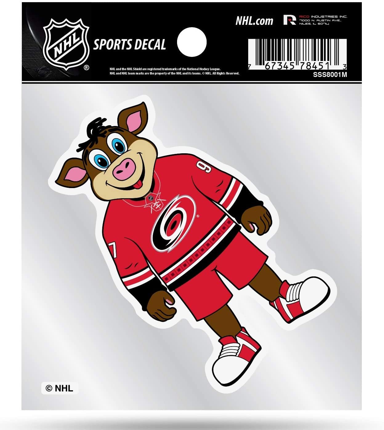 Carolina Hurricanes 4x4 Inch Die Cut Decal Sticker, Mascot Logo, Clear Backing