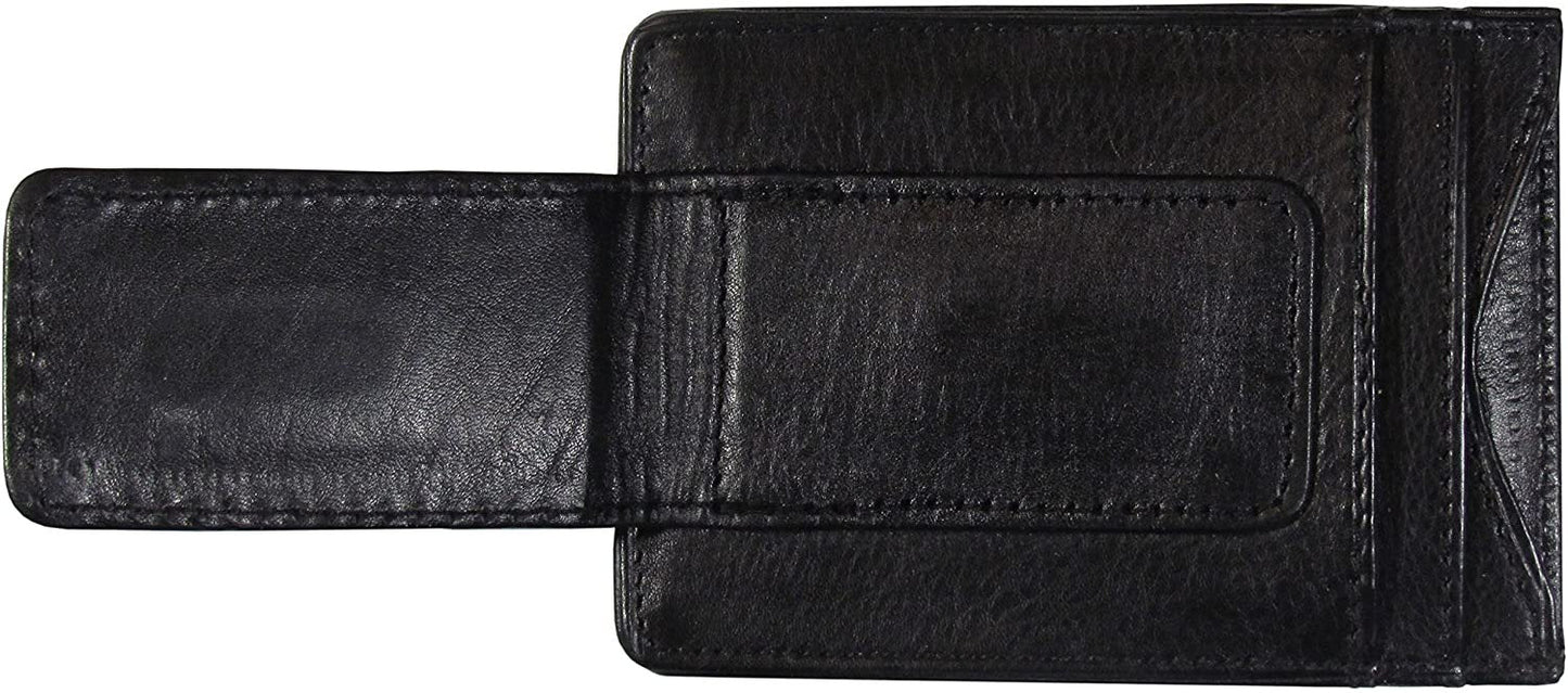 Oregon State University Beavers Black Leather Wallet, Front Pocket Magnetic Money Clip, Printed Logo