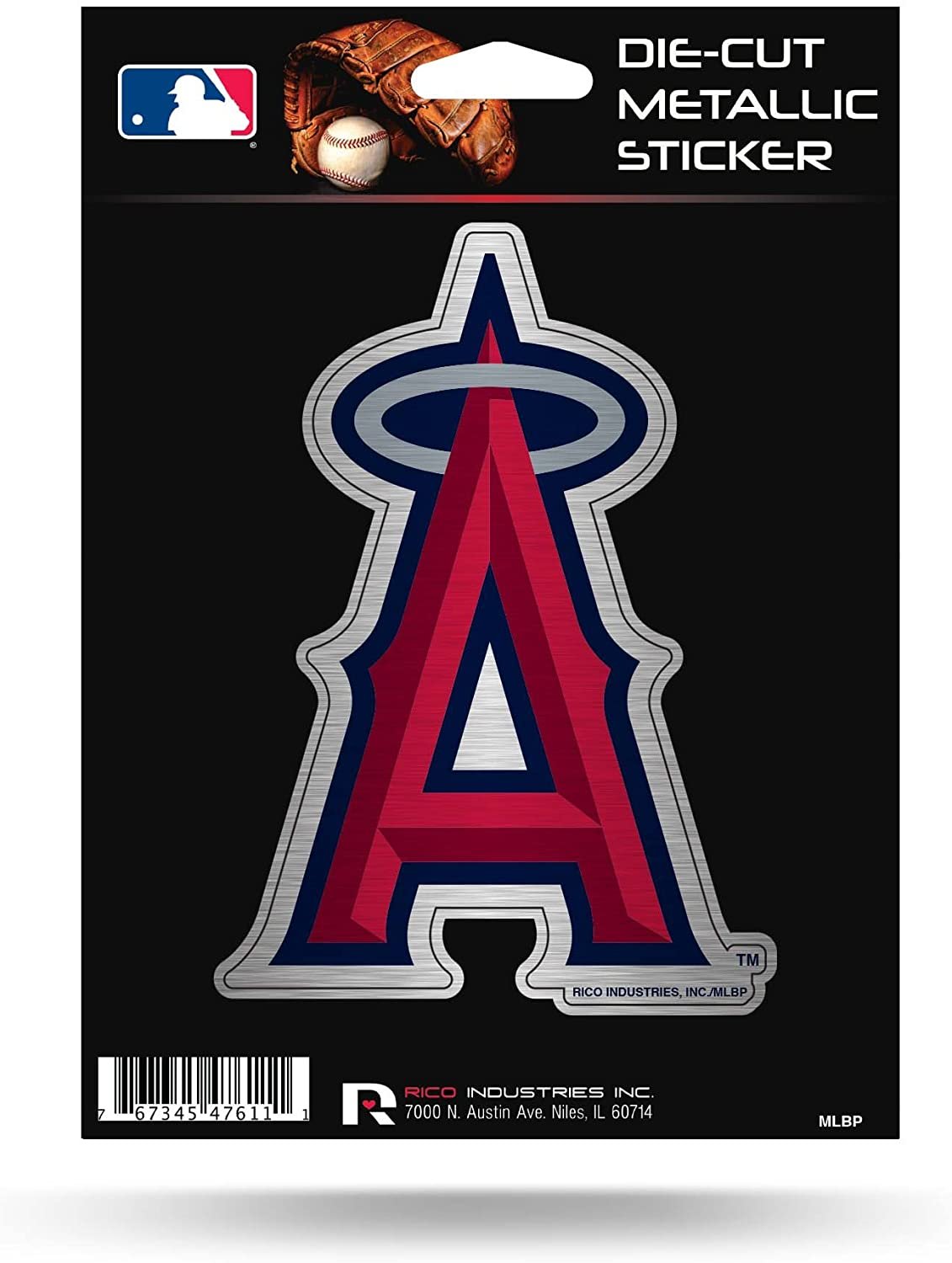 Los Angeles Angels 5 Inch Decal Sticker, Metallic Chrome Shimmer Design, Full Adhesive Backing