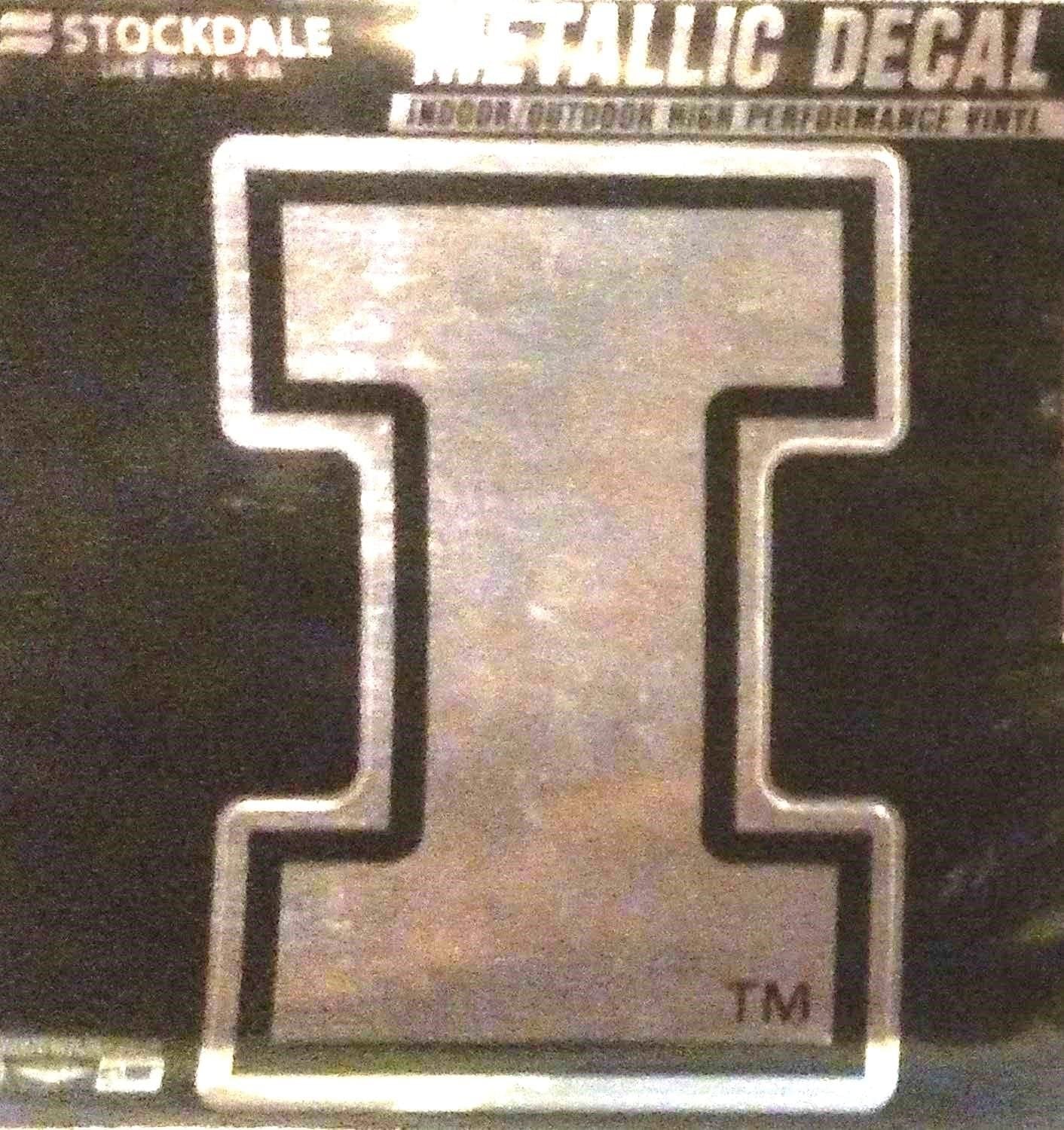 University of Illinois Illini 12 Inch Decal Sticker, Single Logo, Metallic Chrome Shimmer Design