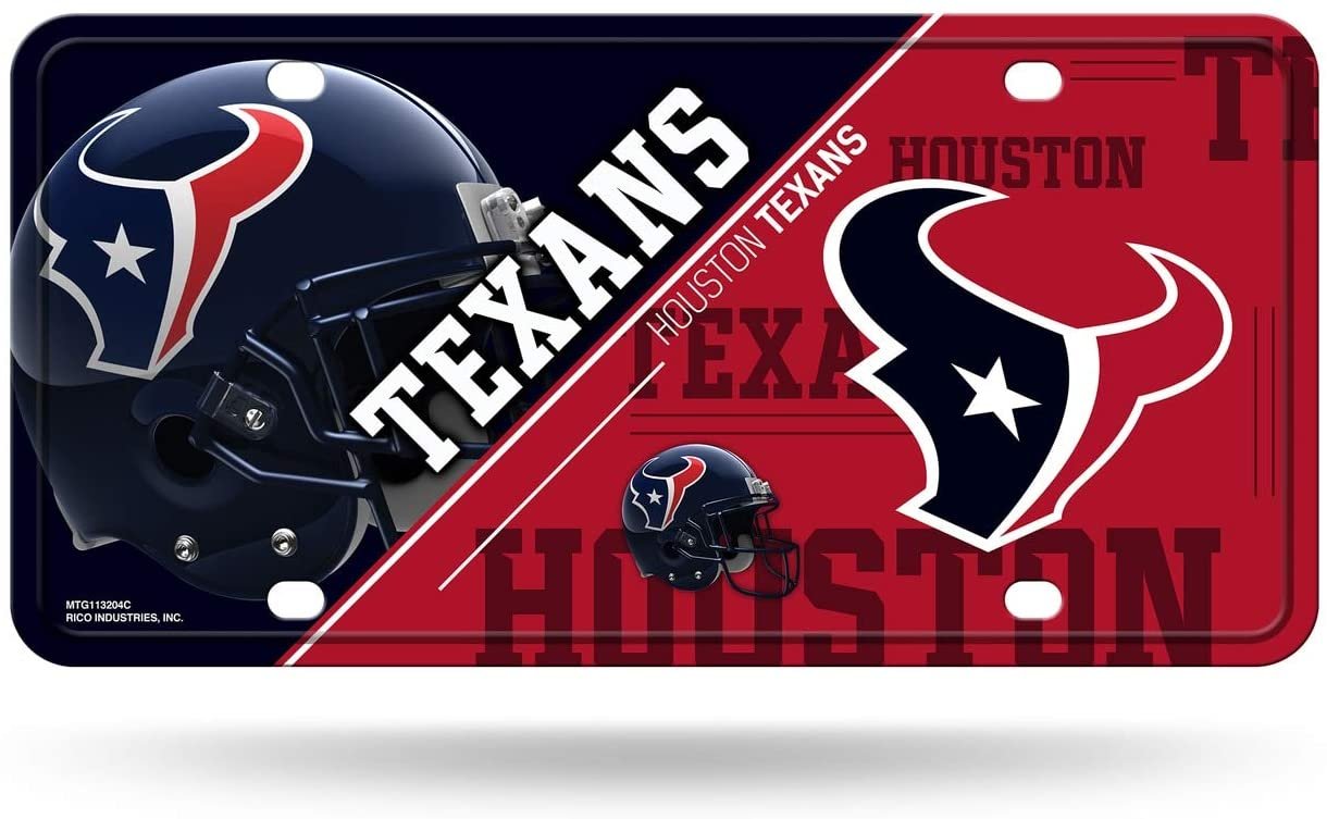 Houston Texans Metal Auto Tag License Plate, Split Design, 6x12 Inch