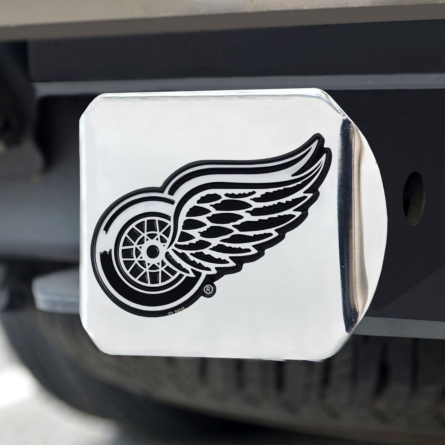 Detroit Red Wings Hitch Cover Solid Metal with Raised Chrome Metal Emblem 2" Square Type III