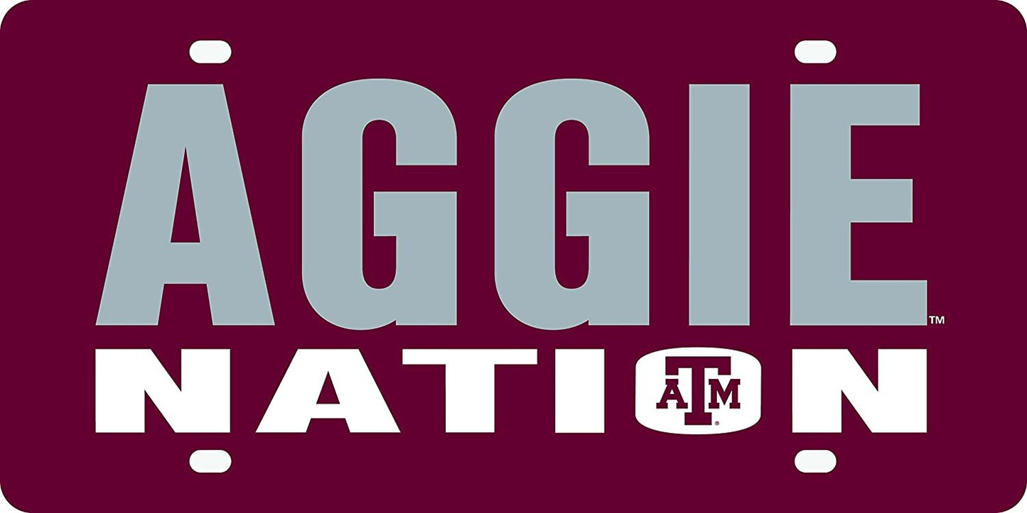 Texas A&M University Aggies Laser Cut Tag License Plate, Nation, Mirrored Acrylic Inlaid, 12x6 Inch