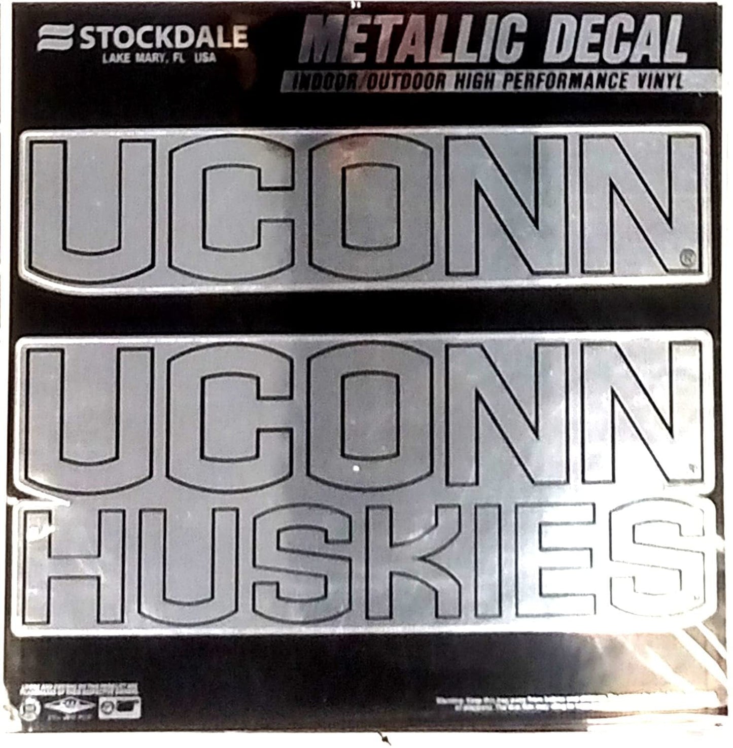 University of Connecticut Huskies Uconn 6 Inch Decal Sticker, Metallic Chrome Shimmer Design