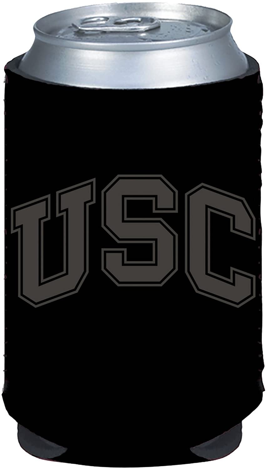 USC Trojans Southern Cal 2-Pack Black Tonal CAN Beverage Insulator Neoprene Holder Cooler Decal University of