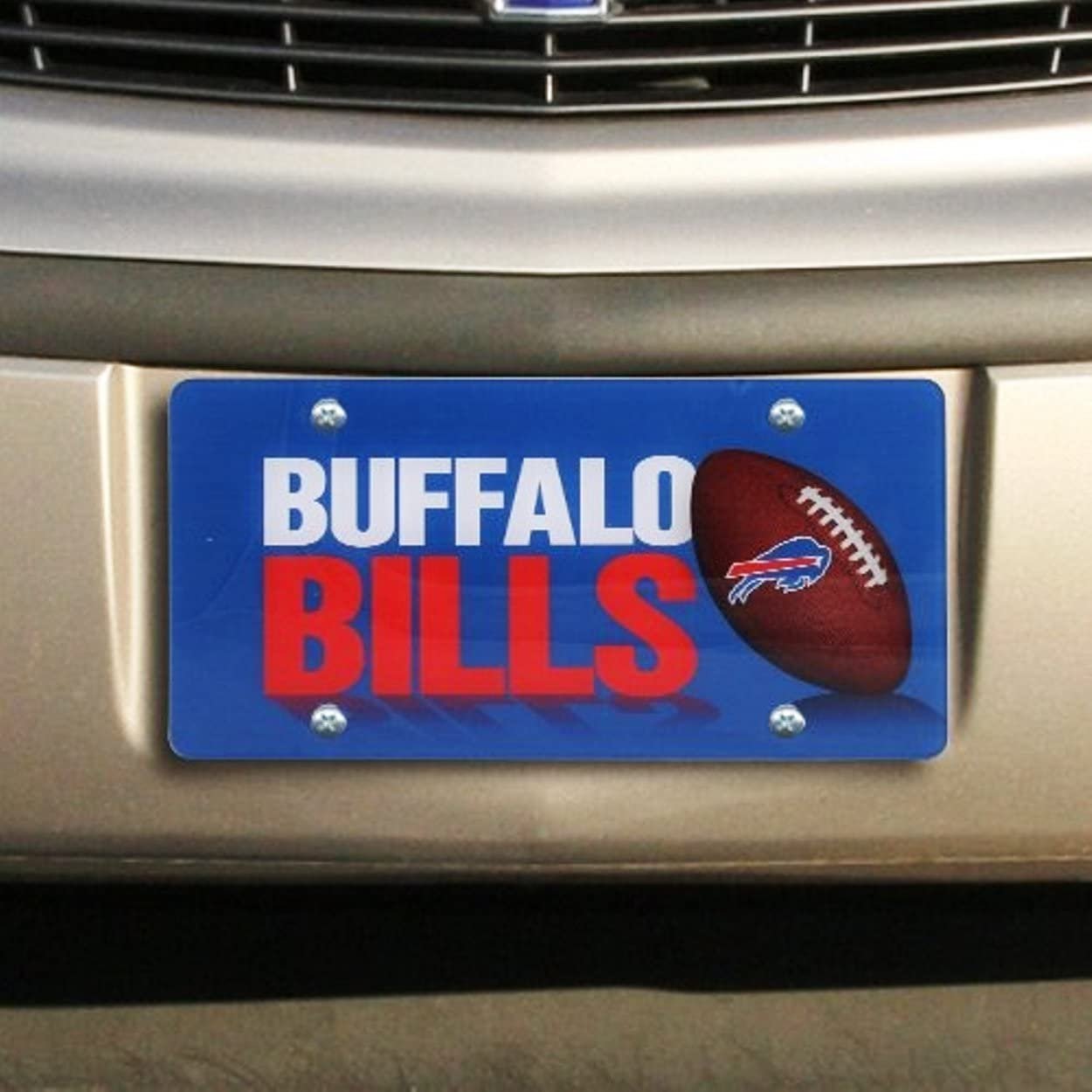 Buffalo Bills Premium Laser Tag License Plate, Mirrored Acrylic, Printed, 12x6 Inch