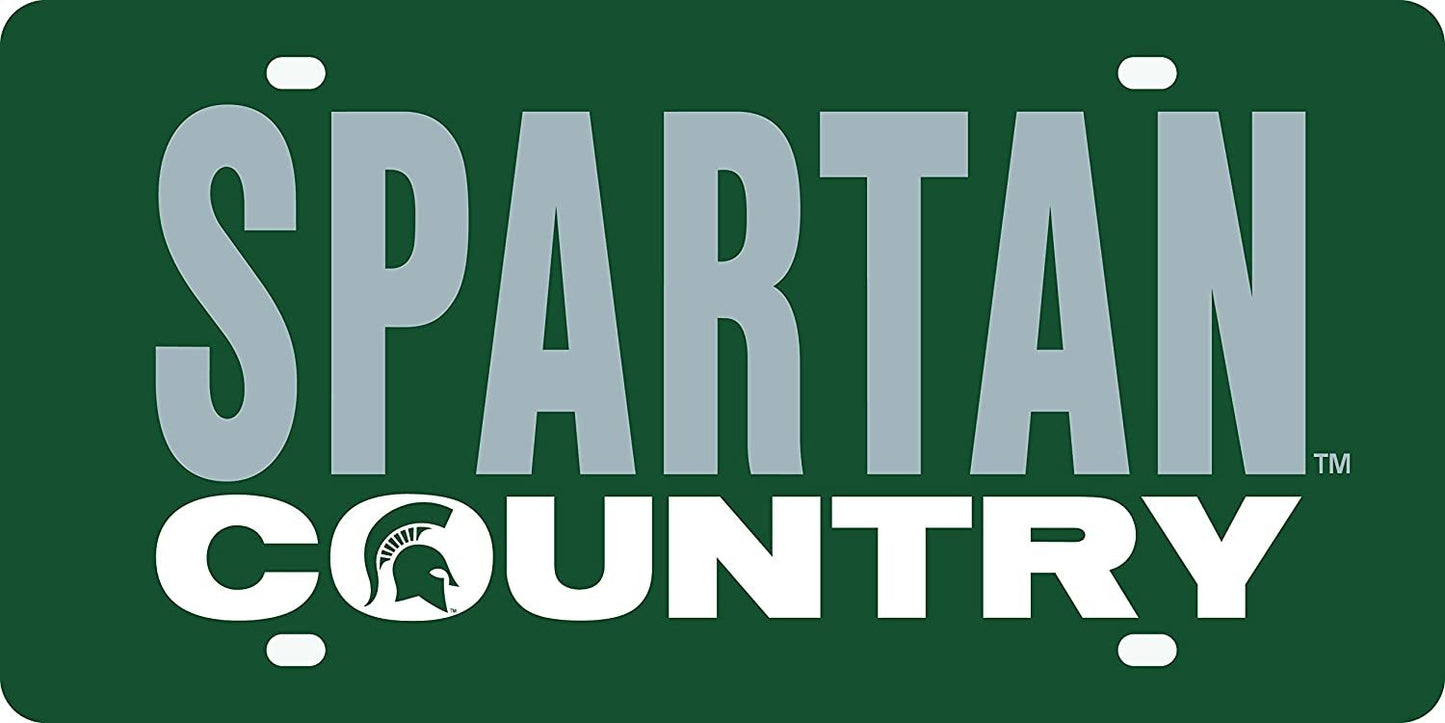 Michigan State University Spartans Premium Laser Cut Tag License Plate, Country, Mirrored Acrylic Inlaid, 6x12 Inch