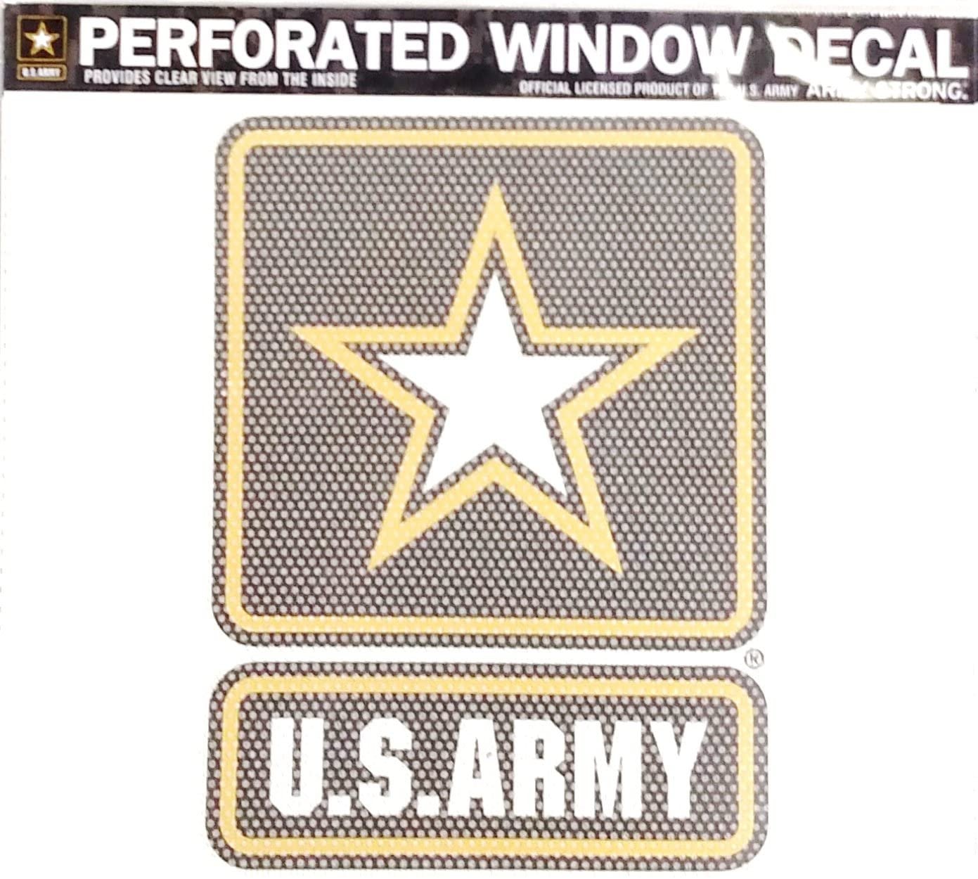 United States Army Military 8 Inch Preforated Window Film Decal Sticker, One-Way Vision, Adhesive Backing