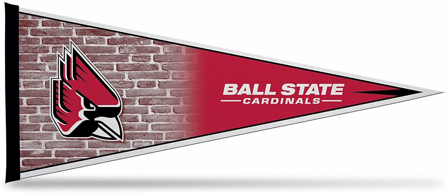 Ball State University Cardinals Soft Felt Pennant, Brick Logo, 12x30 Inch