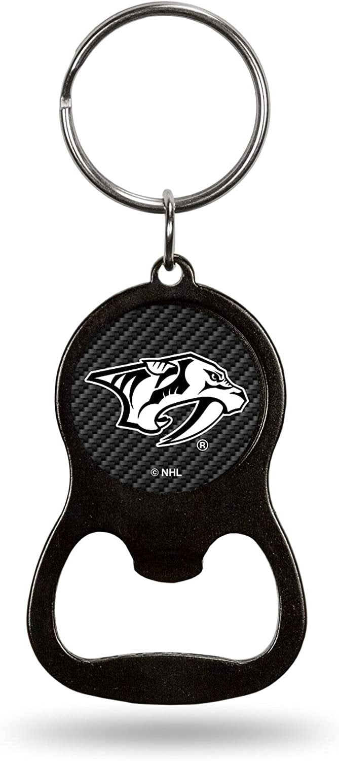 Nashville Predators Keychain Bottle Opener Carbon Fiber Design Metal Hockey
