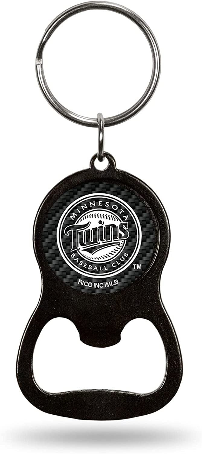 Minnesota Twins Keychain Bottle Opener Carbon Fiber Design Metal Baseball