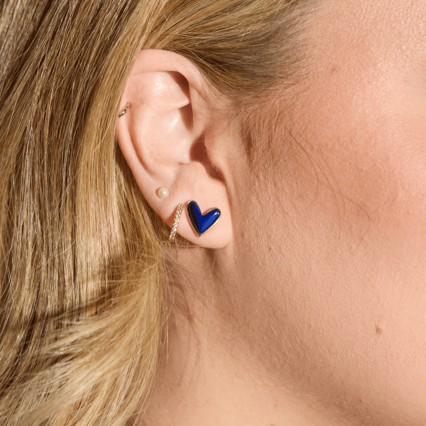 Navy Stone Sweetheart Studs