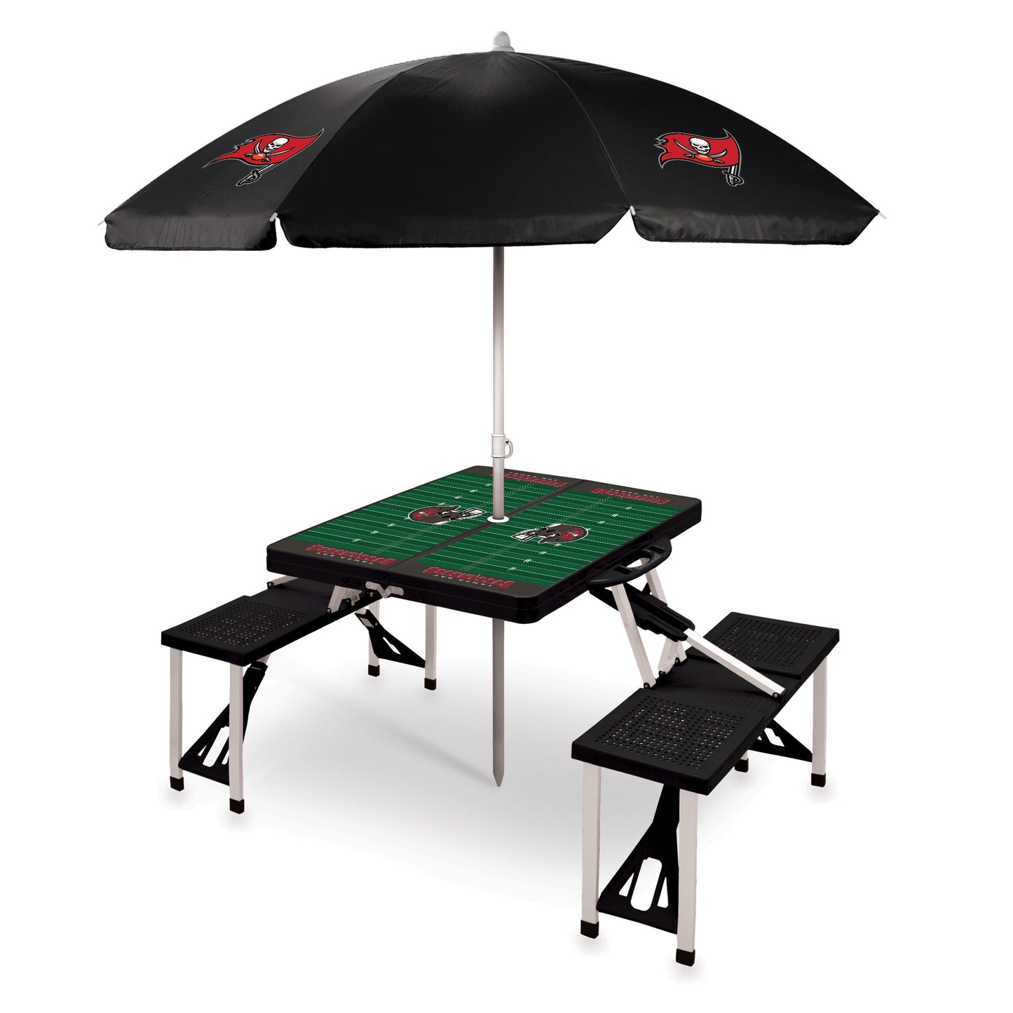 Tampa Bay Buccaneers - Picnic Table Portable Folding Table with Seats and Umbrella