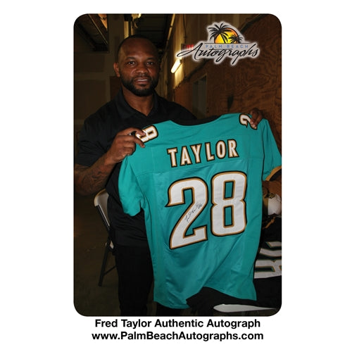 Fred Taylor Autographed Jacksonville Jaguars (Teal #28) Custom Jersey