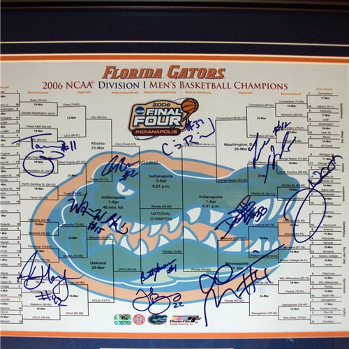 2005-06 Florida Gators Team Autographed Final Four (Bracket) Deluxe Framed 16x20 Photo