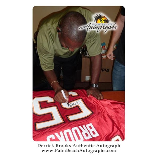 Derrick Brooks Autographed Tampa Bay Buccaneers (Red #55) Custom Jersey - Beckett