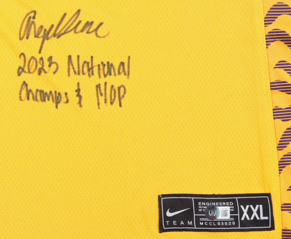 Angel Reese Signed Nike Jersey Inscribed "2023 National Champs & MOP" (Beckett) LSU Tigers