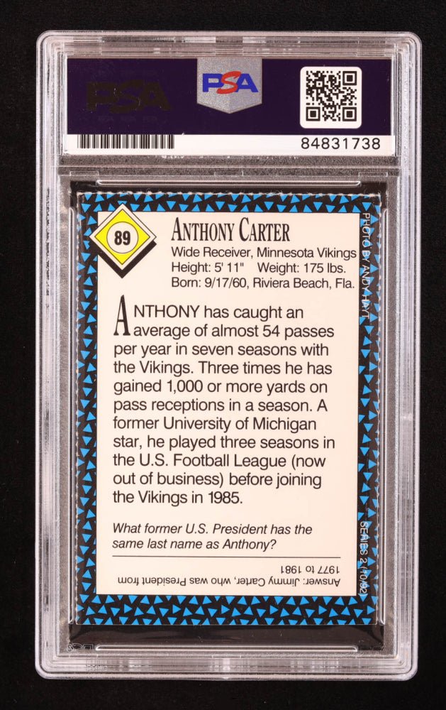 Anthony Carter Signed 1992 Sports Illustrated for Kids II #89 FB (PSA)