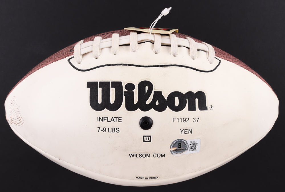Boomer Esiason & Michael Lewis Signed LE NFL Super Bowl XXXVII Logo Football (Beckett)