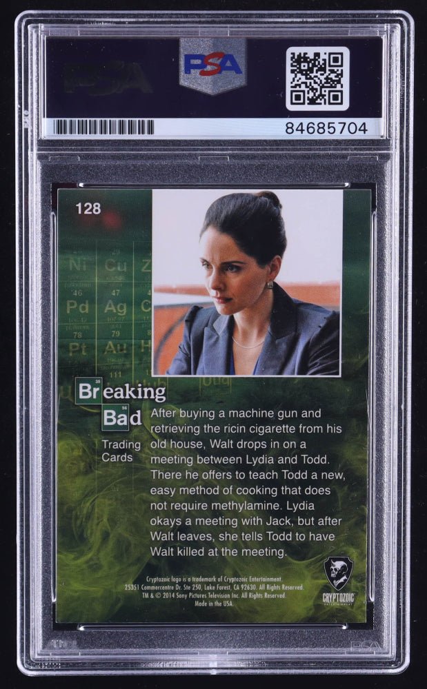 Bryan Cranston Signed 2014 Cryptozoic "Breaking Bad" Crashing The Meeting #128 (PSA)