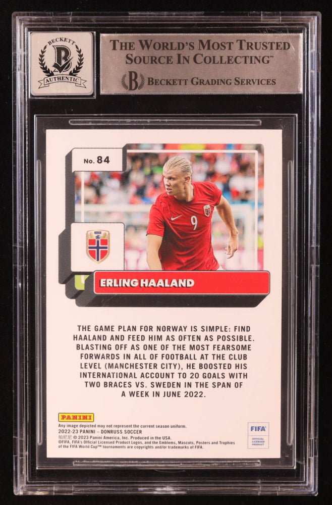 Erling Haaland Signed 2022-23 Donruss #84 (BGS | Auto 10) Beckett Witnessed