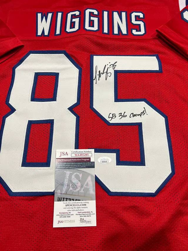 Jermaine Wiggins New England Patriots Autographed & Inscribed Custom Football Jersey JSA W coa