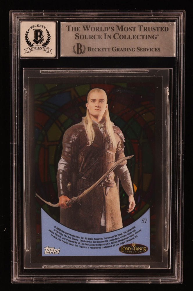 Orlando Bloom Signed 2006 Topps Lord of the Rings Evolution Stained Glass #S7 Legolas (BGS | Auto 10) Beckett Witnessed