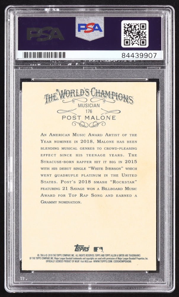 Post Malone Signed 2019 Topps Allen and Ginter #176 (PSA | Autograph Grade 10)