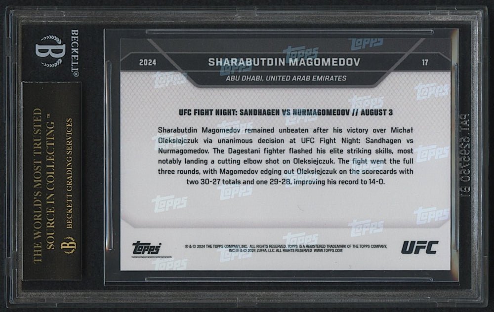 Sharabutdin Magomedov 2024 Topps Now UFC #17 RC (BGS Black Label 10)